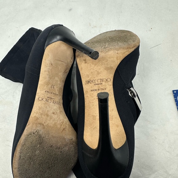 Jimmy Choo Black Mesh Driana Peeps Toes Booties Size 37 - Picture 6 of 15